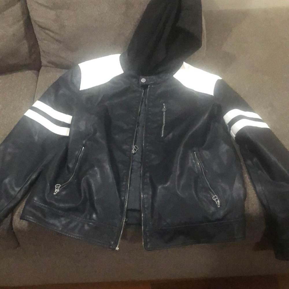 Black and white leather jacket